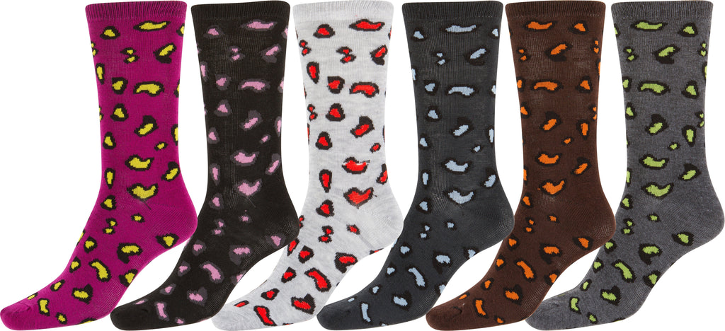 Sakkas Women's Poly Blend Soft and Stretchy Crew Pattern Socks Assorted 6-pack