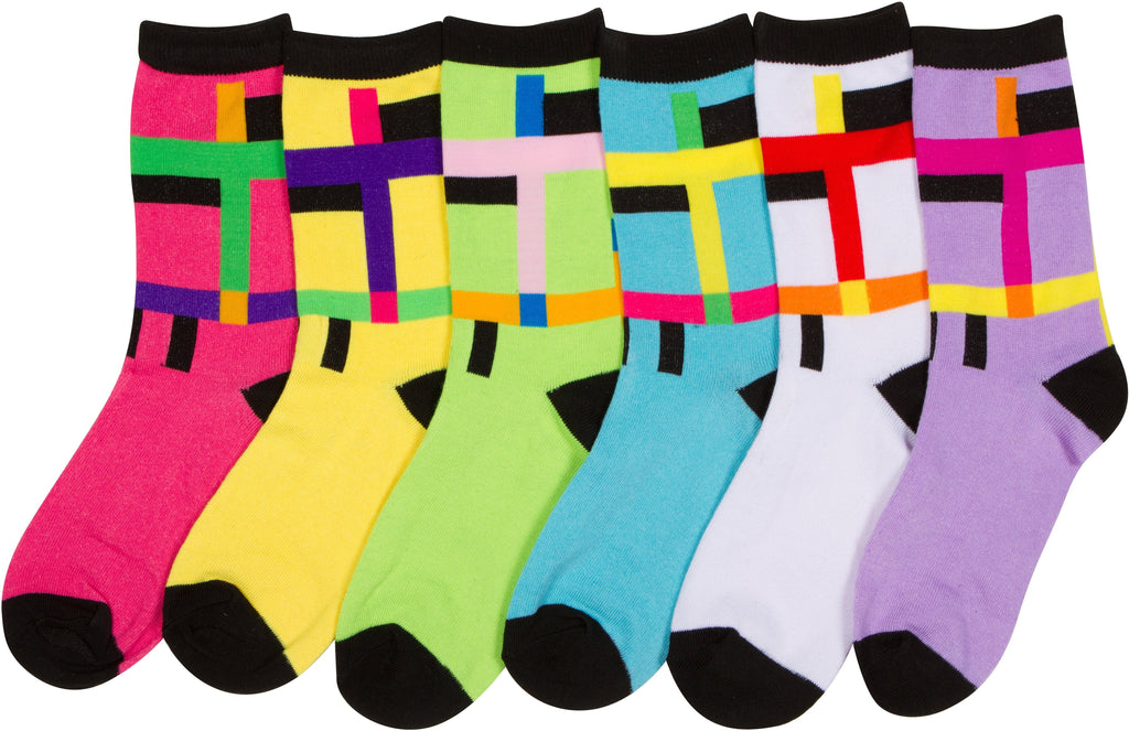 Sakkas Women's Fun Colorful Design Poly Blend Crew Socks Assorted 6-Pack