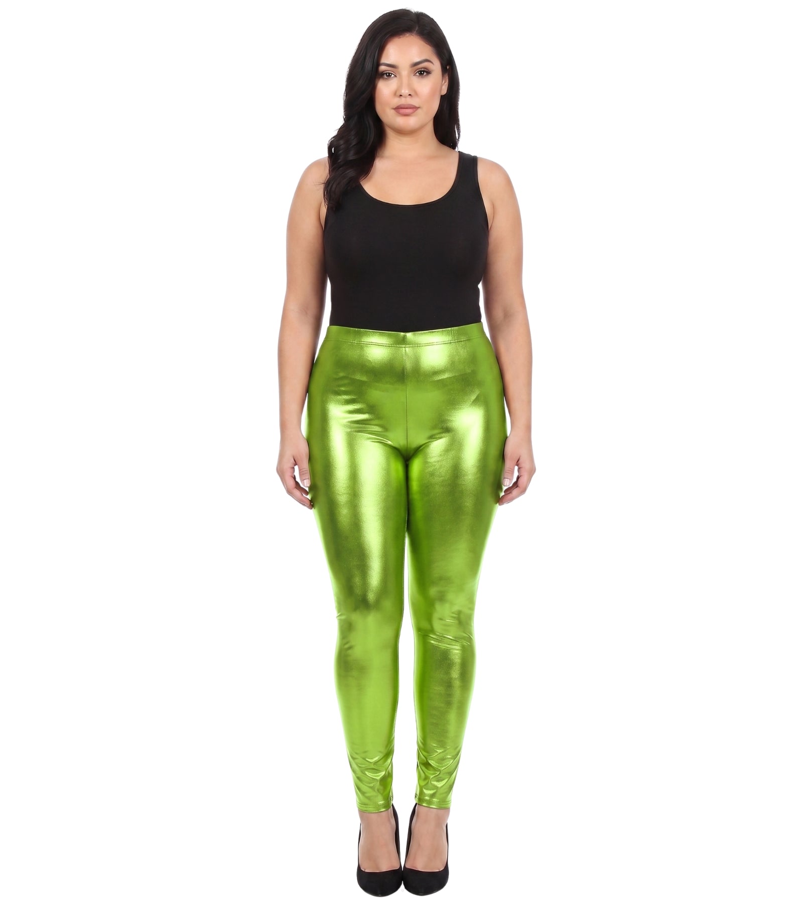 Sakkas Footless Liquid Wet Look Shiny Metallic Stretch Leggings