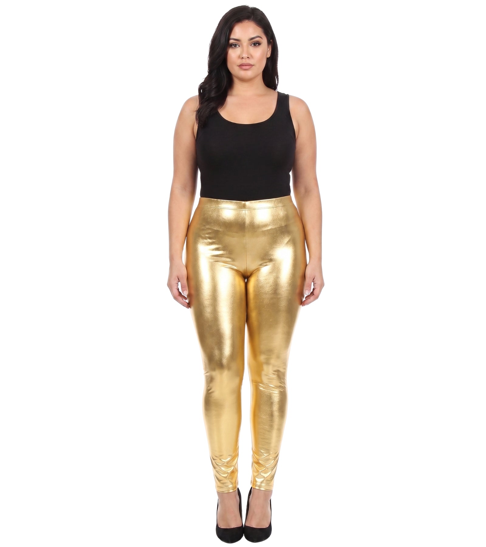 Sakkas Footless Liquid Wet Look Shiny Metallic Stretch Leggings
