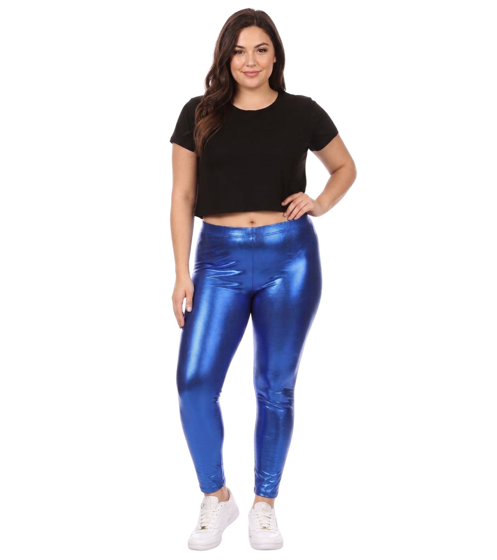 Sakkas Footless Liquid Wet Look Shiny Metallic Stretch Leggings