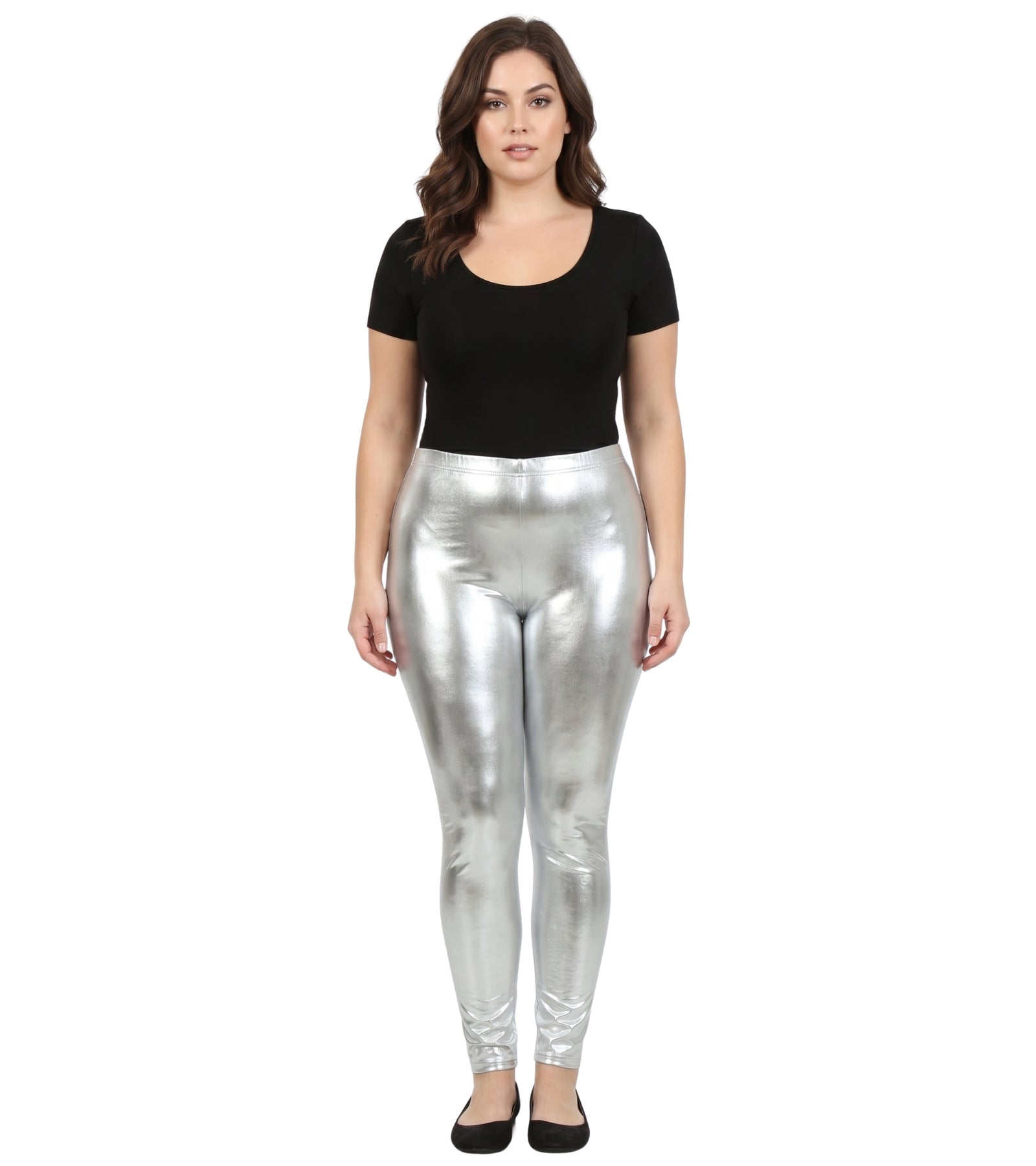 Sakkas Footless Liquid Wet Look Shiny Metallic Stretch Leggings