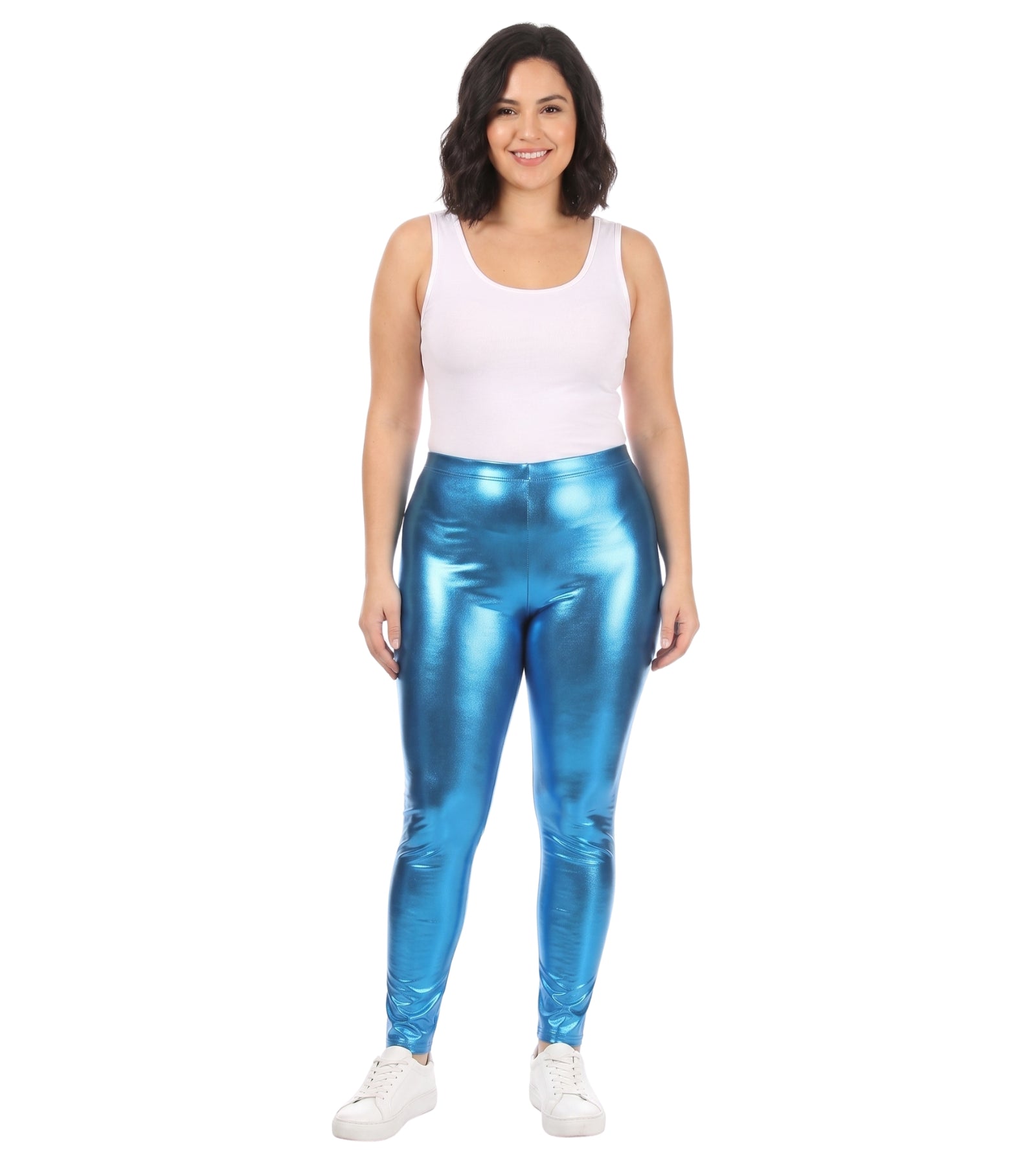 Sakkas Footless Liquid Wet Look Shiny Metallic Stretch Leggings