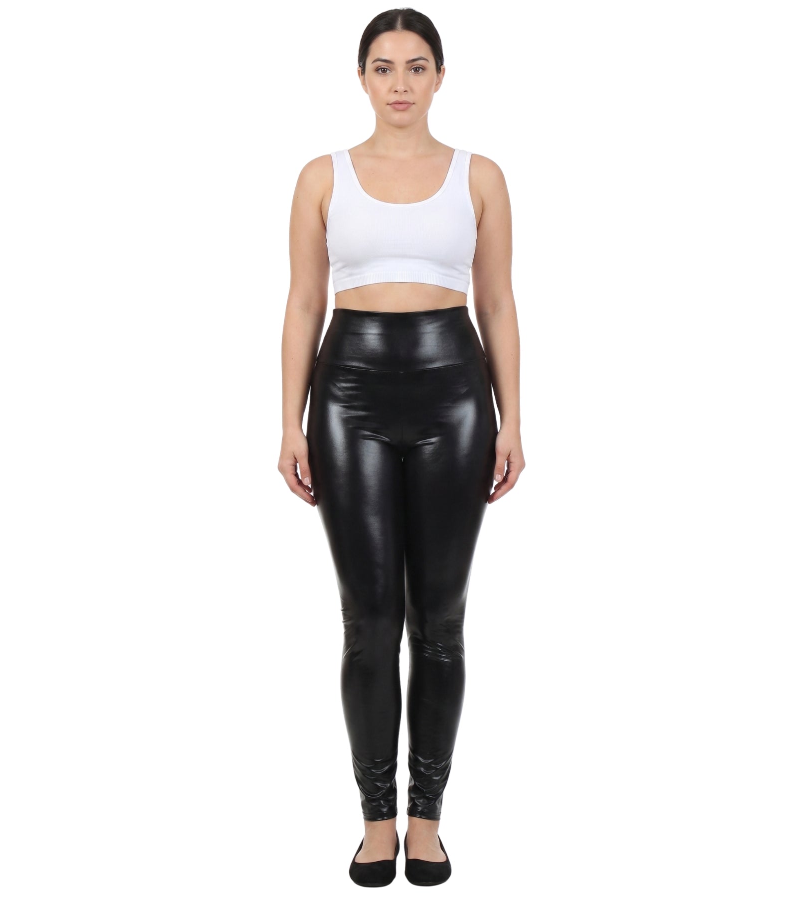 Sakkas Shiny Liquid Metallic High Waist Stretch Leggings - Made in USA