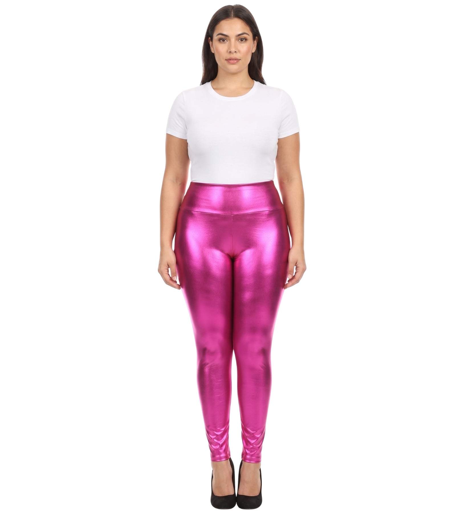 Sakkas Shiny Liquid Metallic High Waist Stretch Leggings - Made in USA