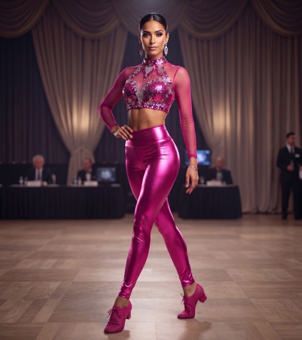 Sakkas Shiny Liquid Metallic High Waist Stretch Leggings - Made in USA