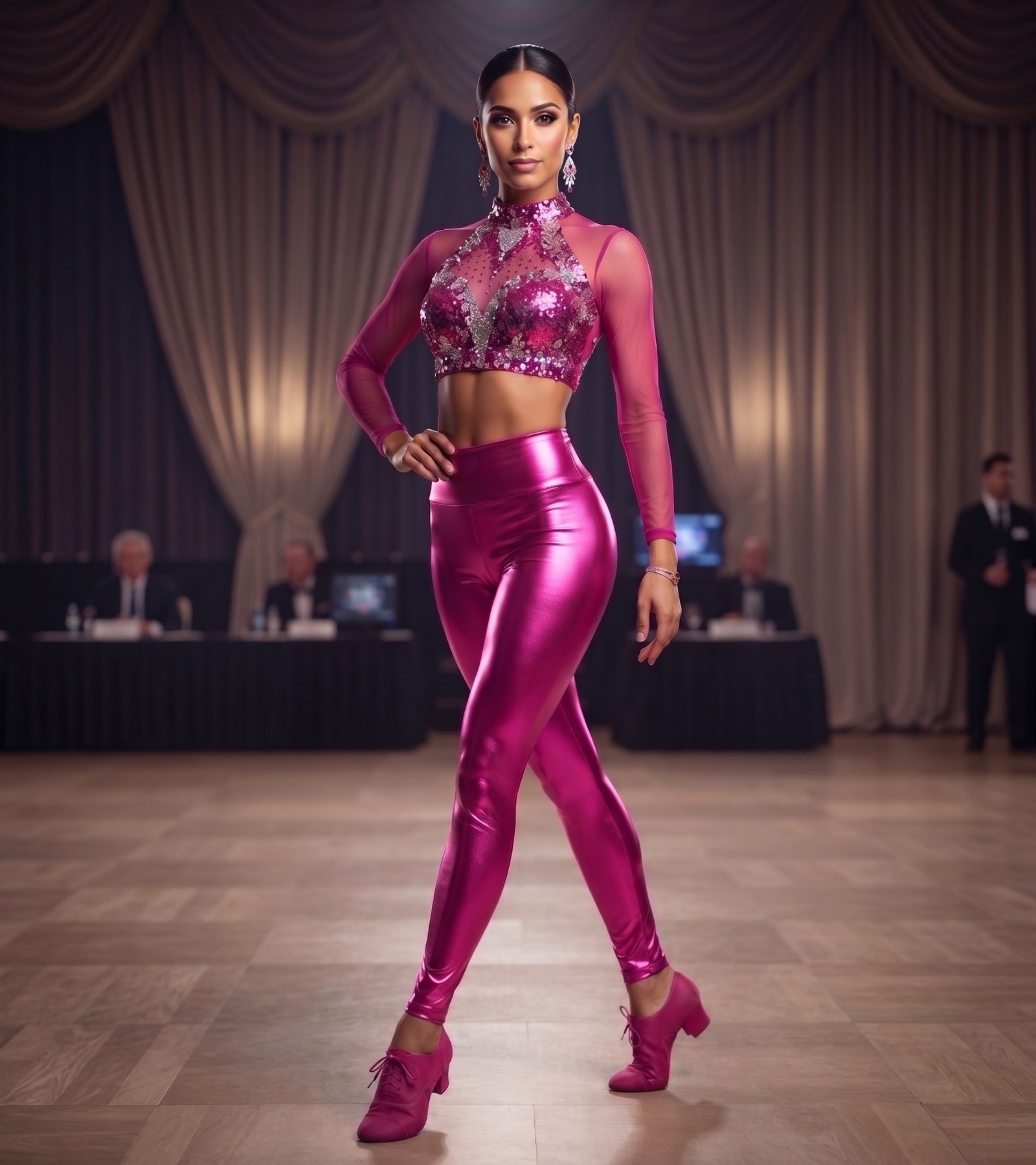 Sakkas Shiny Liquid Metallic High Waist Stretch Leggings - Made in USA