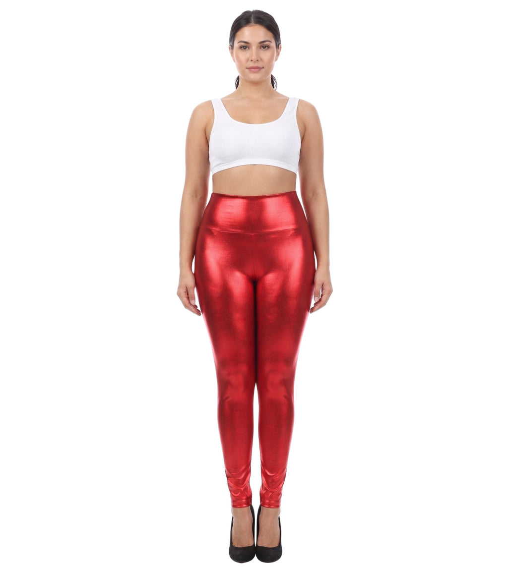 Sakkas Shiny Liquid Metallic High Waist Stretch Leggings - Made in USA