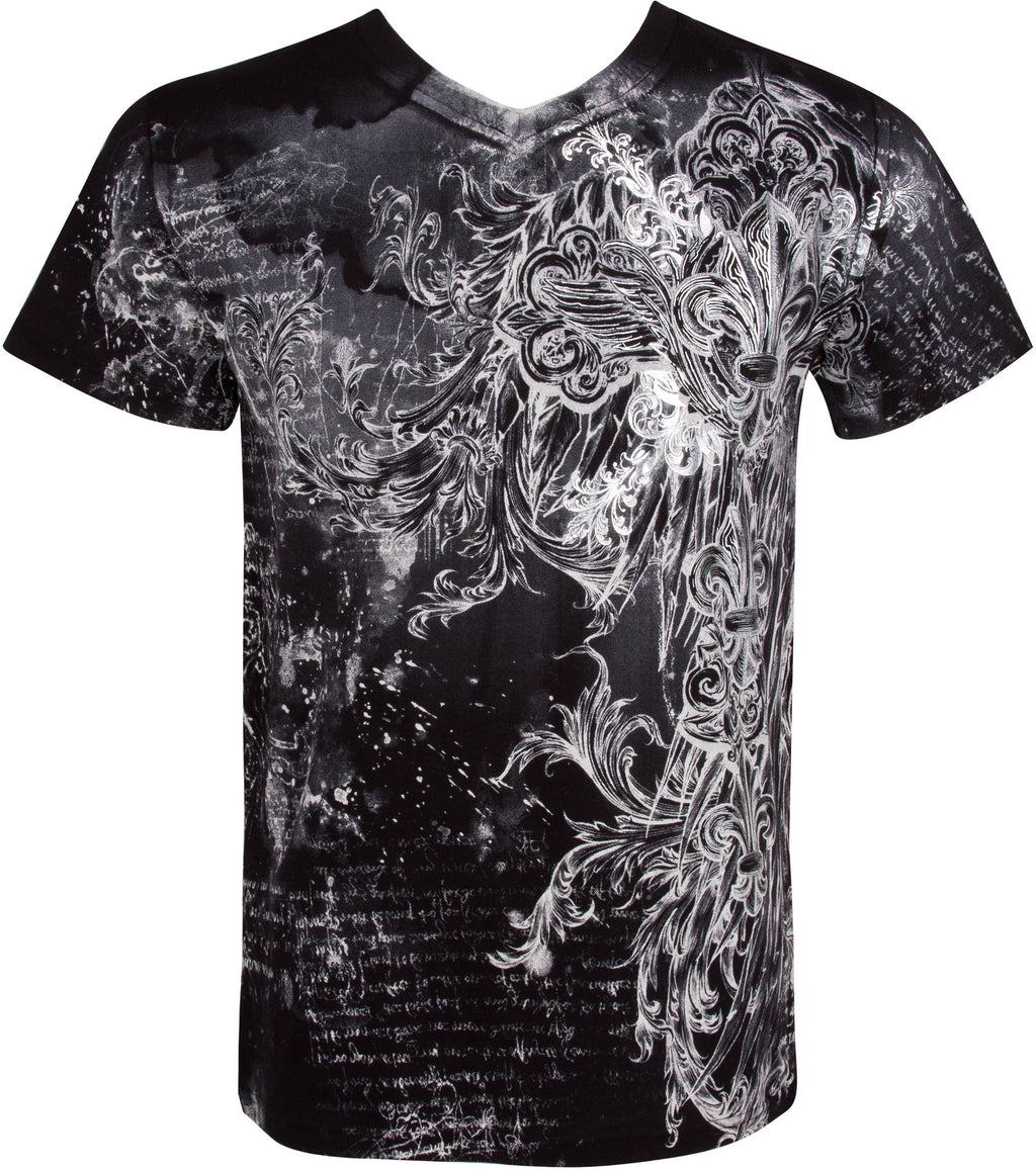 Sakkas Vines and Fleur De Lis V-Neck Mens T-Shirt