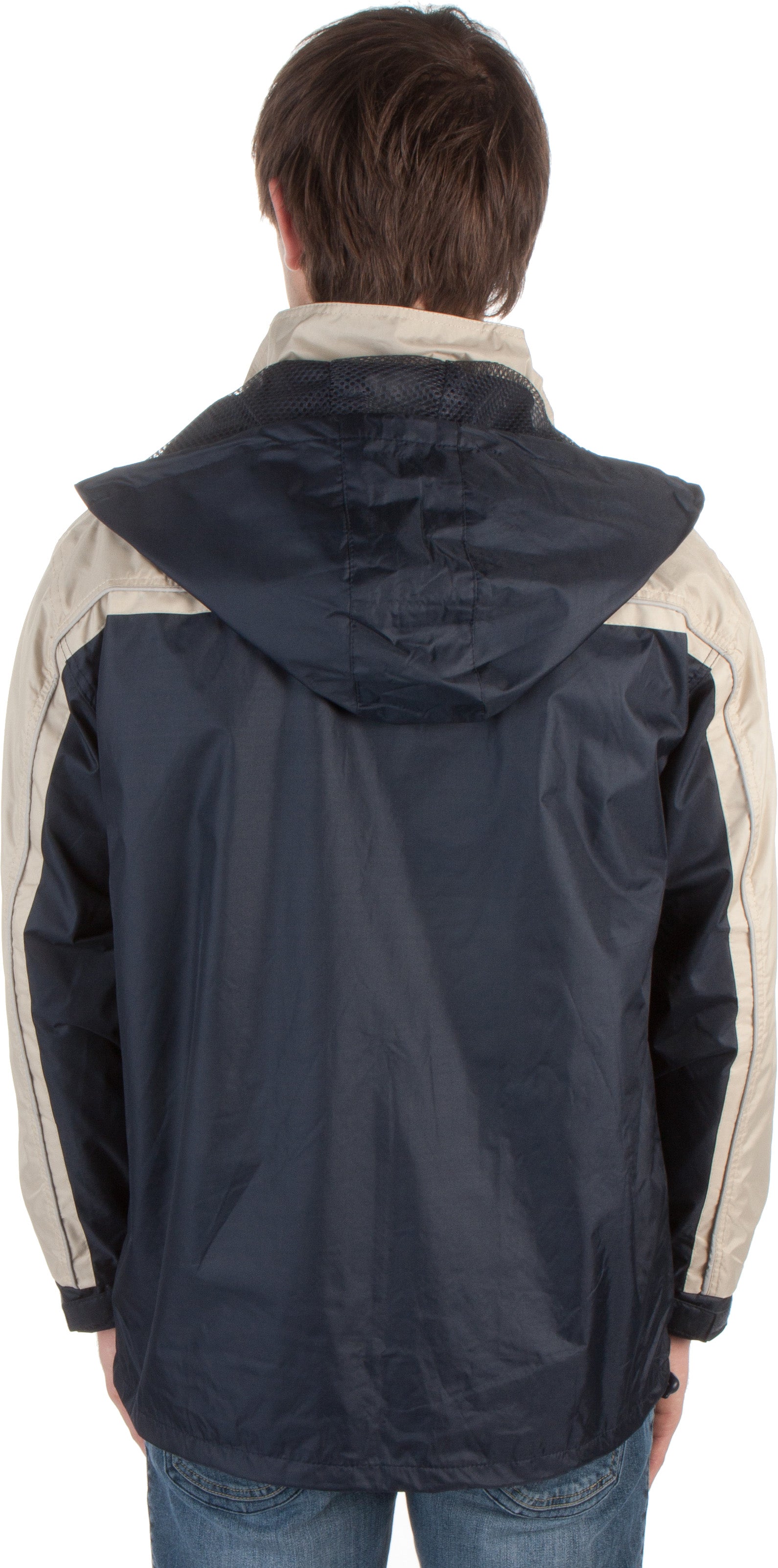 Adult Two-Tone Full-Zip Water-Resistant Hooded Windbreaker / Rain Jacket ( 2 Colors )
