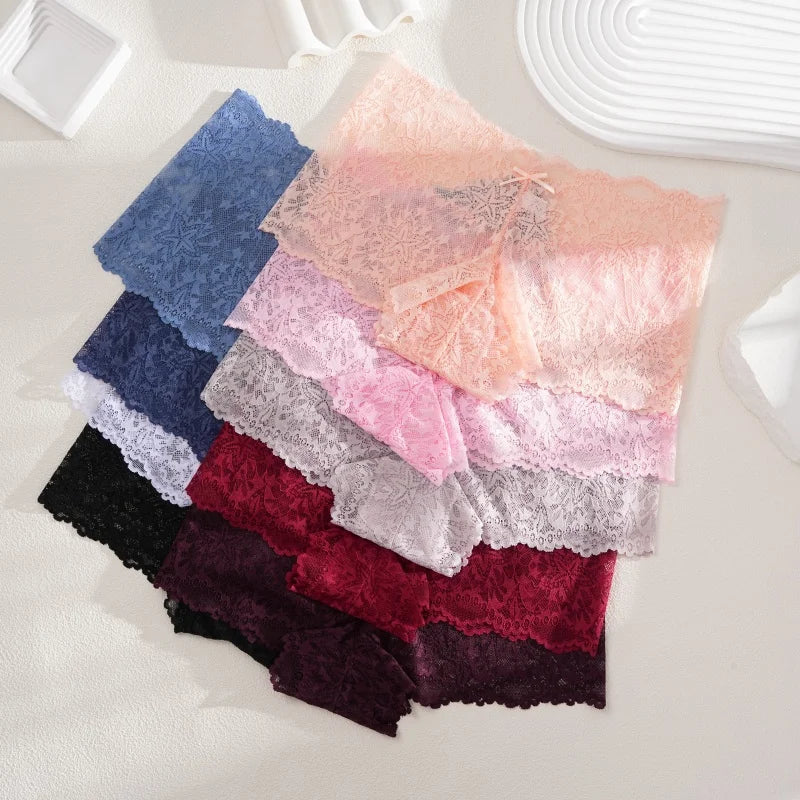 4Pcs Lace Sexy Lingerie Female Low-Waist Breathable Lingerie Hollow Out Comfortable Underpants Transparent Sexy Intimates S-XXL