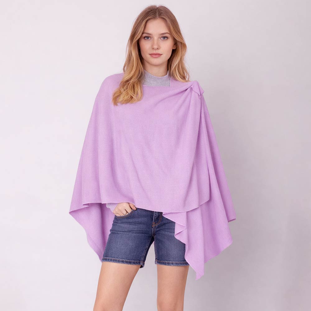 Shoulder Strap Solid Ruana Poncho