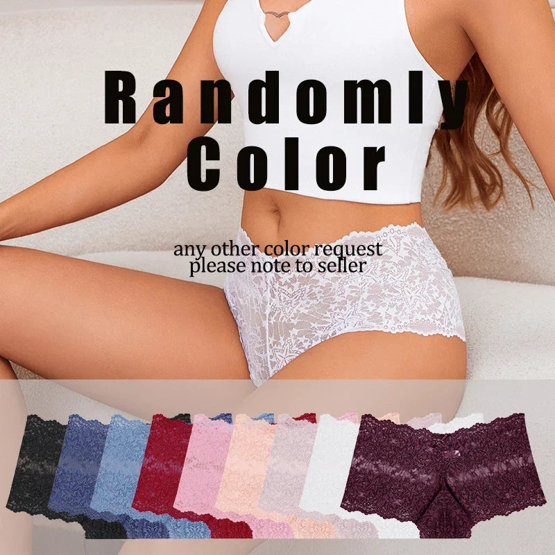 4Pcs Lace Sexy Lingerie Female Low-Waist Breathable Lingerie Hollow Out Comfortable Underpants Transparent Sexy Intimates S-XXL