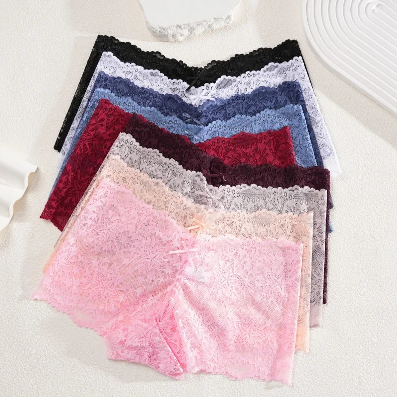 4Pcs Lace Sexy Lingerie Female Low-Waist Breathable Lingerie Hollow Out Comfortable Underpants Transparent Sexy Intimates S-XXL