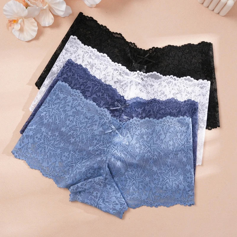 4Pcs Lace Sexy Lingerie Female Low-Waist Breathable Lingerie Hollow Out Comfortable Underpants Transparent Sexy Intimates S-XXL