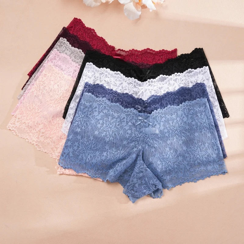 4Pcs Lace Sexy Lingerie Female Low-Waist Breathable Lingerie Hollow Out Comfortable Underpants Transparent Sexy Intimates S-XXL