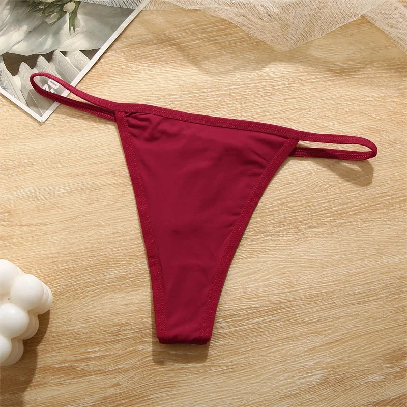 Women's Cotton Thong Sexy Thongs Women's Panties Set Solid Seamless Low Waist Underwear Female Underpants Intimates Lingerie