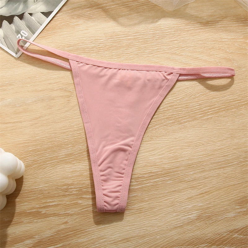 Women's Cotton Thong Sexy Thongs Women's Panties Set Solid Seamless Low Waist Underwear Female Underpants Intimates Lingerie