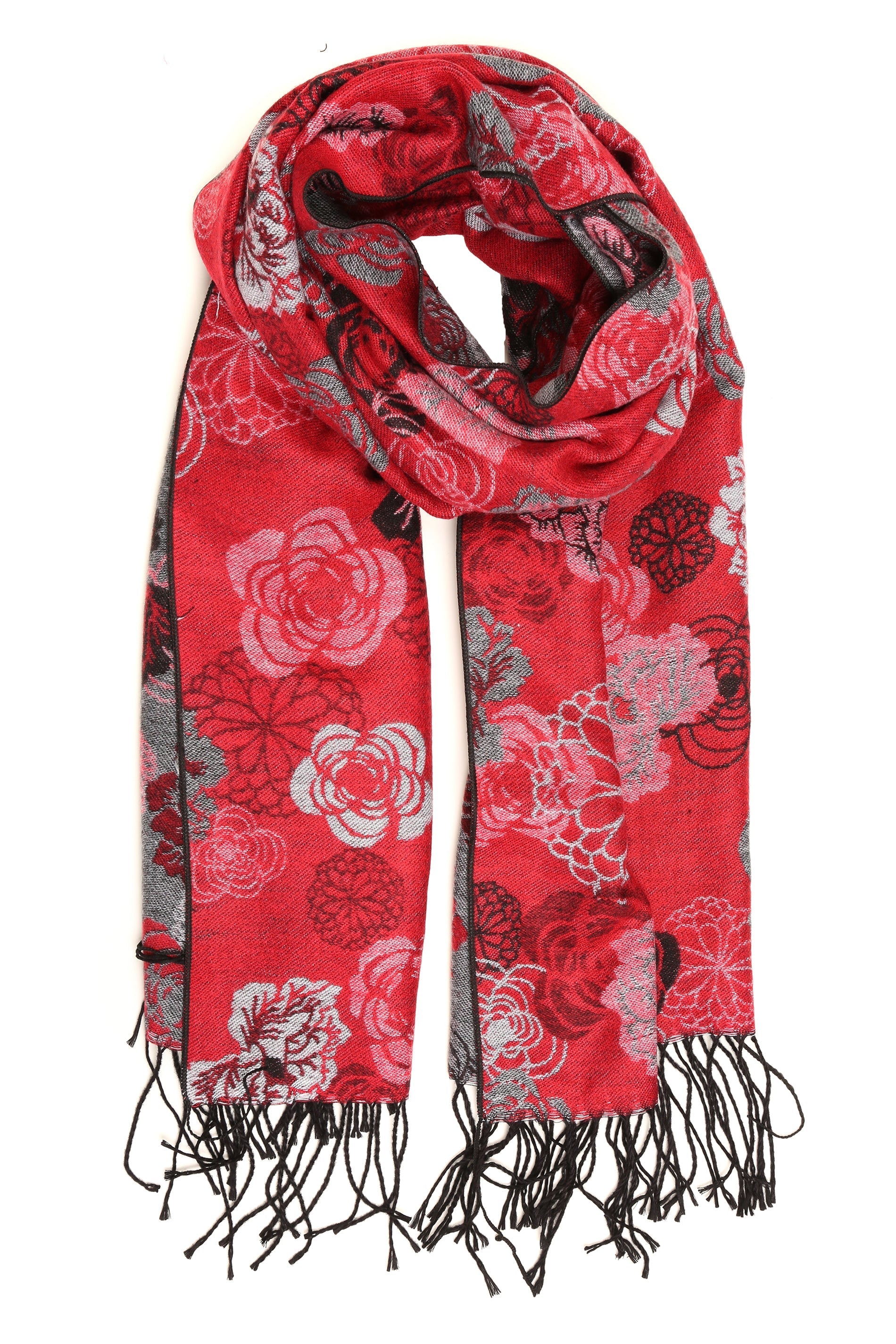 Sakkas Ontario double layer floral Pashmina/ Shawl/ Wrap/ Stole with fringe