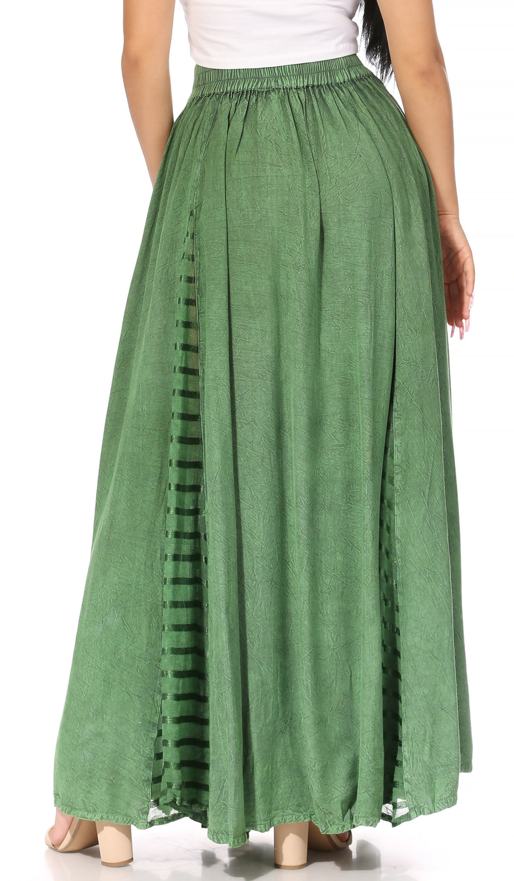 Women's Casual Boho Maxi Floral Long Elastic Waist Skirt with Slim Fit by Sakkas Sarita