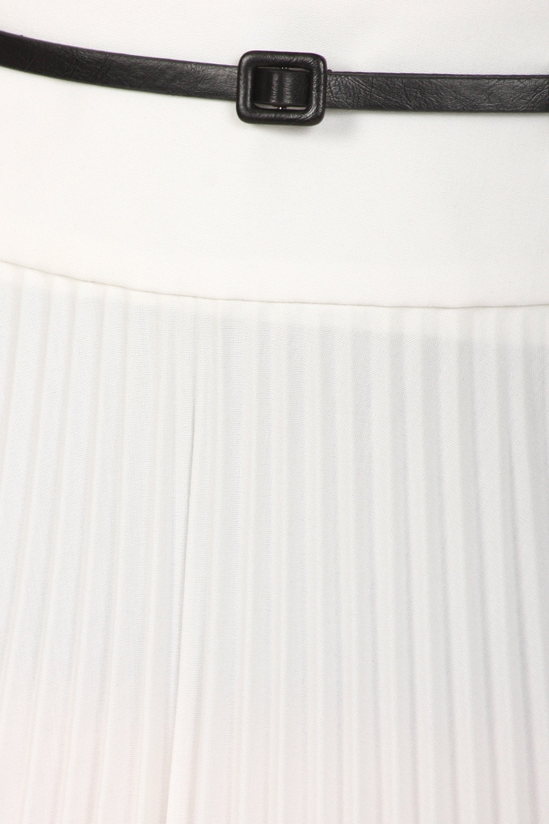 Sakkas Knee Length Pleated A-Line Skirt with Skinny Belt