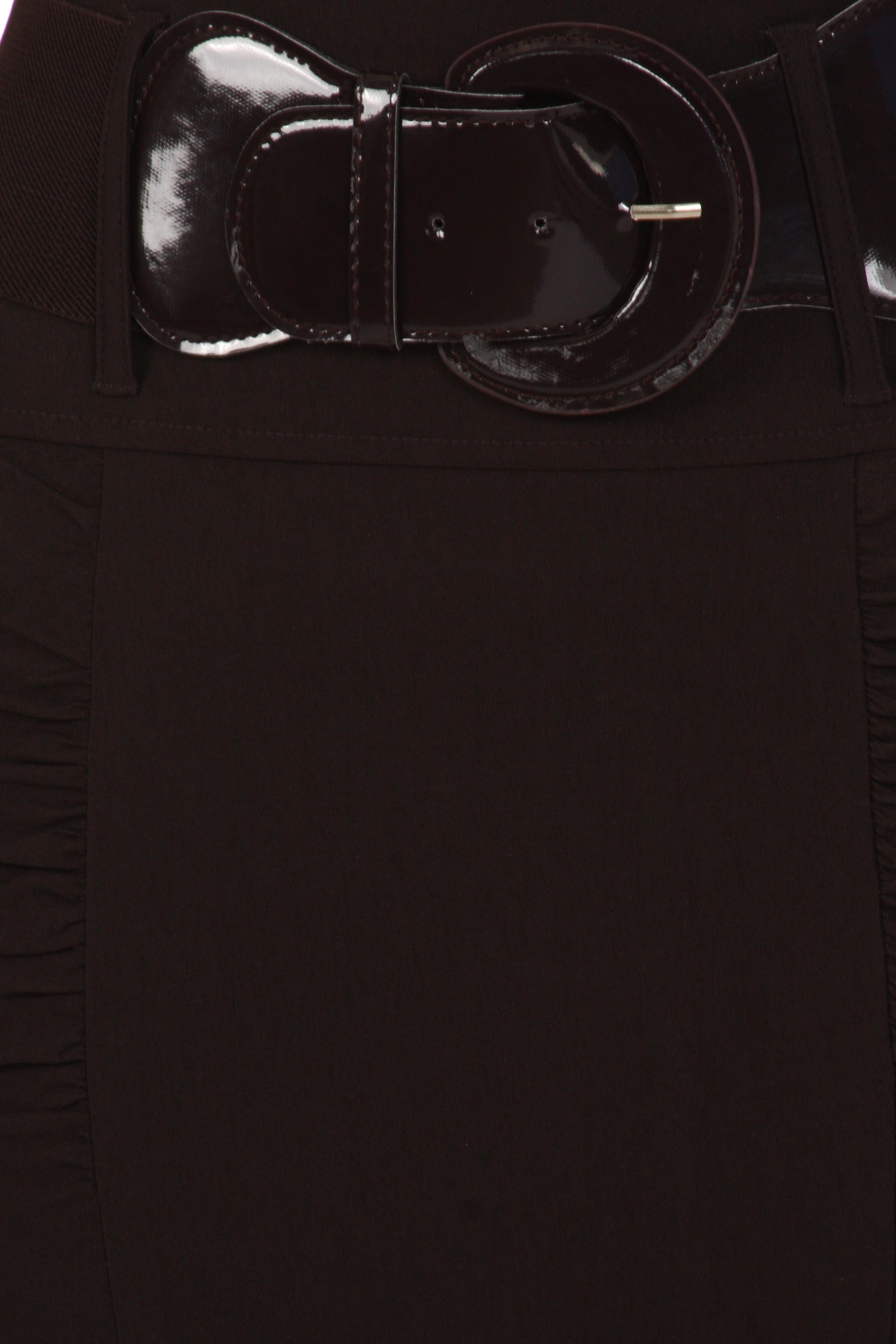 Sakkas Petite High Waist Shirred Stretch Pencil Skirt with Wide Belt