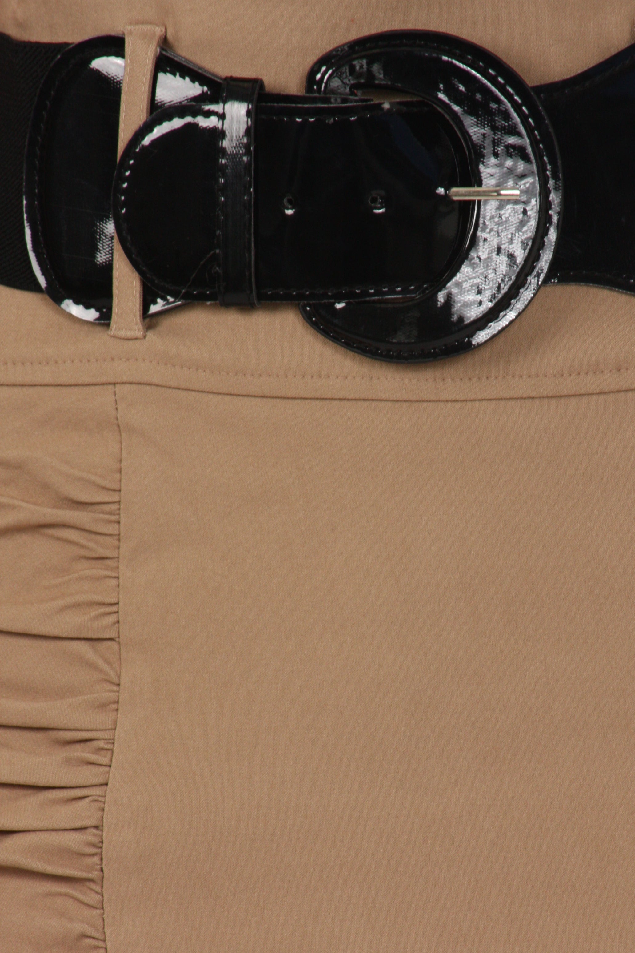 Sakkas Petite High Waist Shirred Stretch Pencil Skirt with Wide Belt