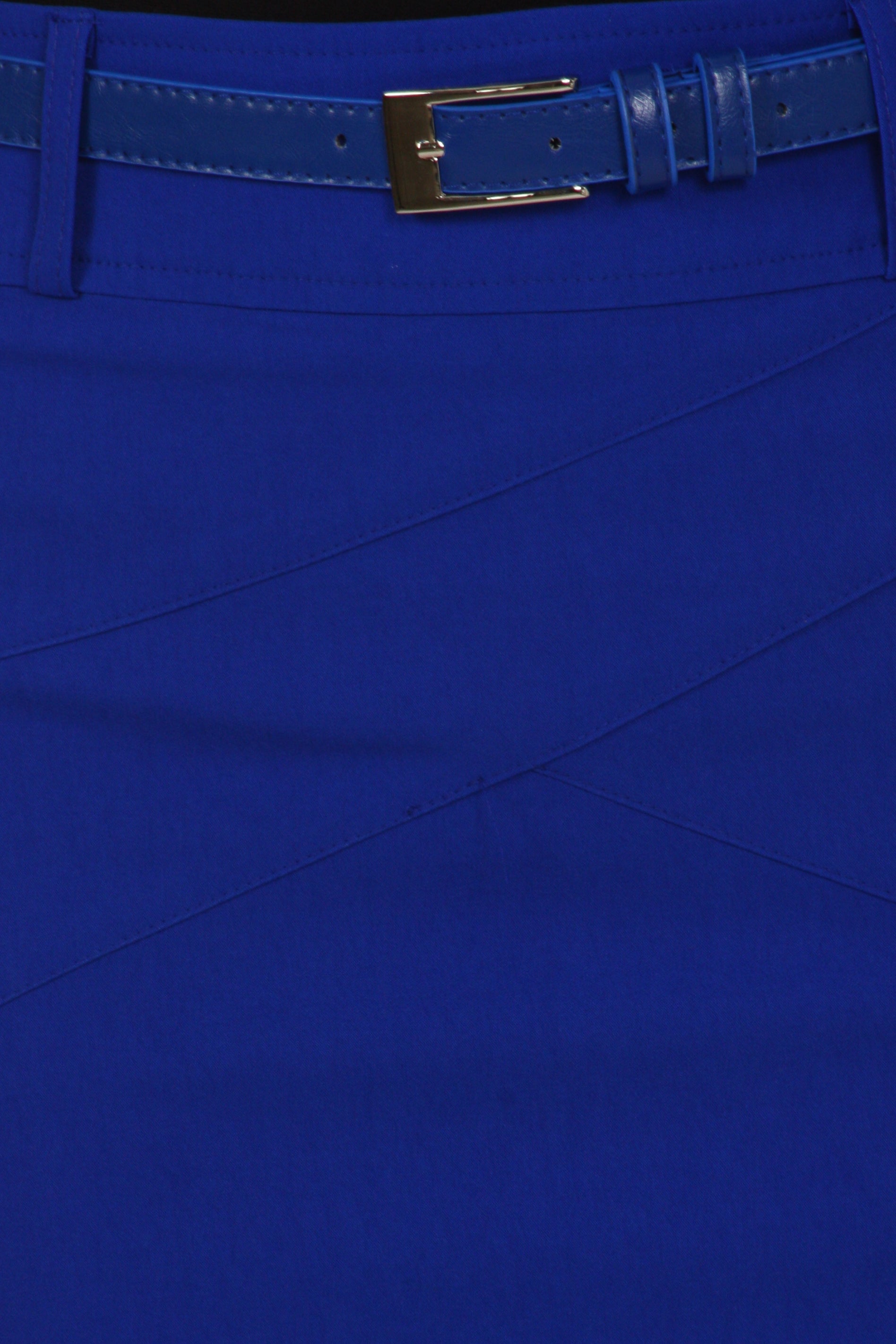 Knee Length Stretch Pencil Skirt with Skinny Belt
