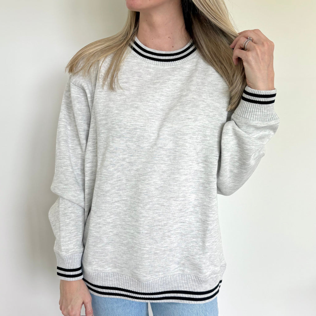 Heather Grey Oversized Varsity Crew