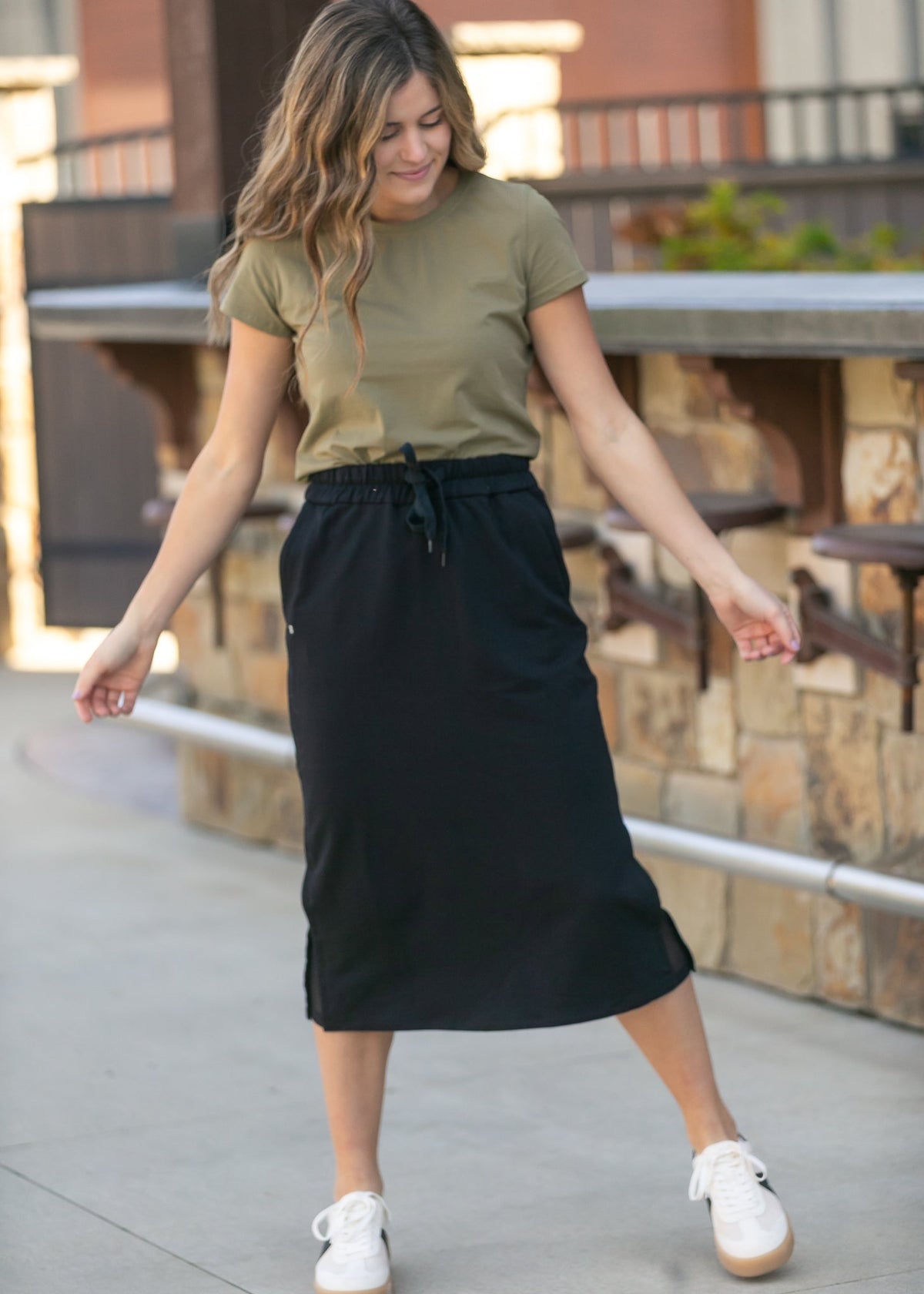 Abbie Mesh Detail Knit Midi Skirt