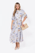Alice Dress Short Sleeve (Beige/Purple)