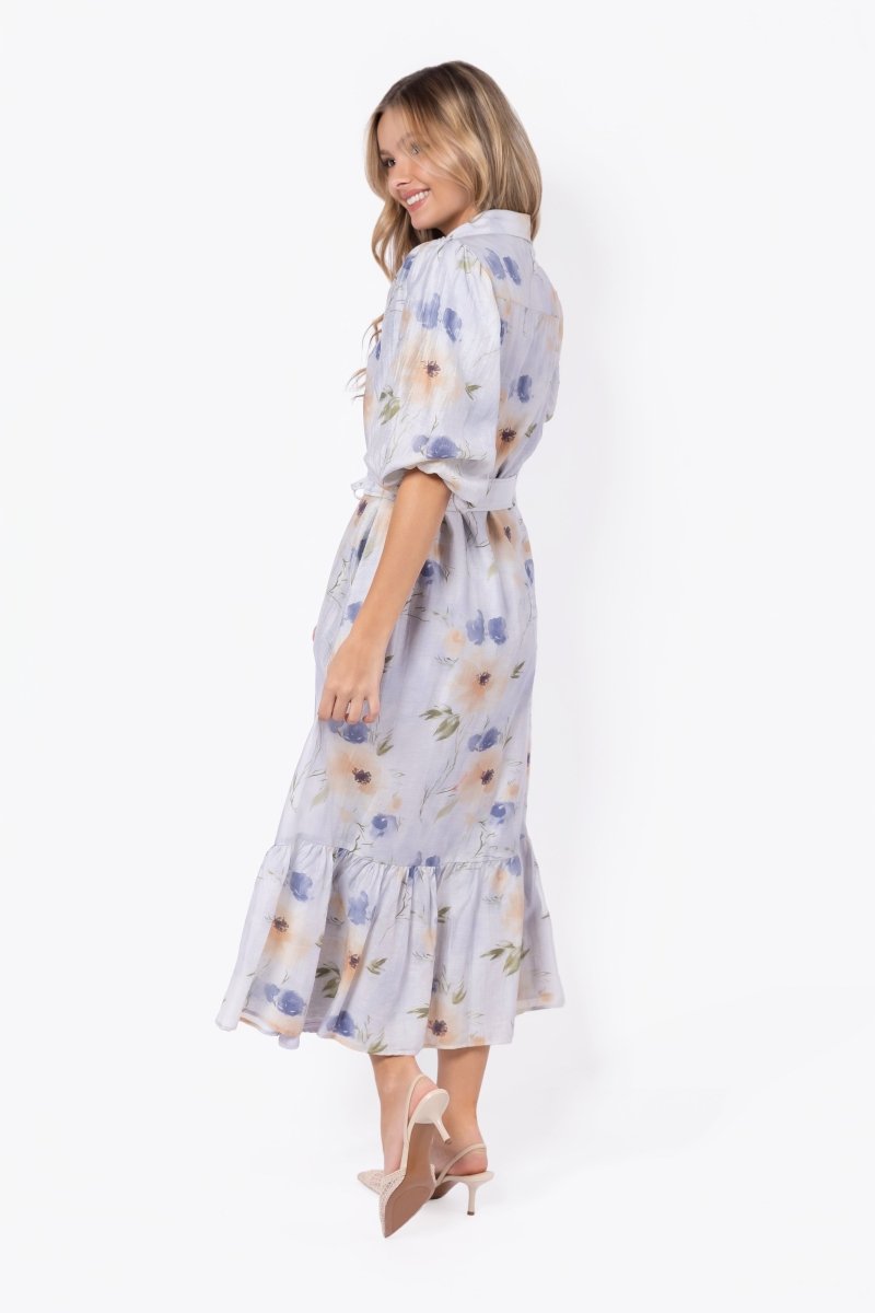 Alice Dress Short Sleeve (Beige/Purple)