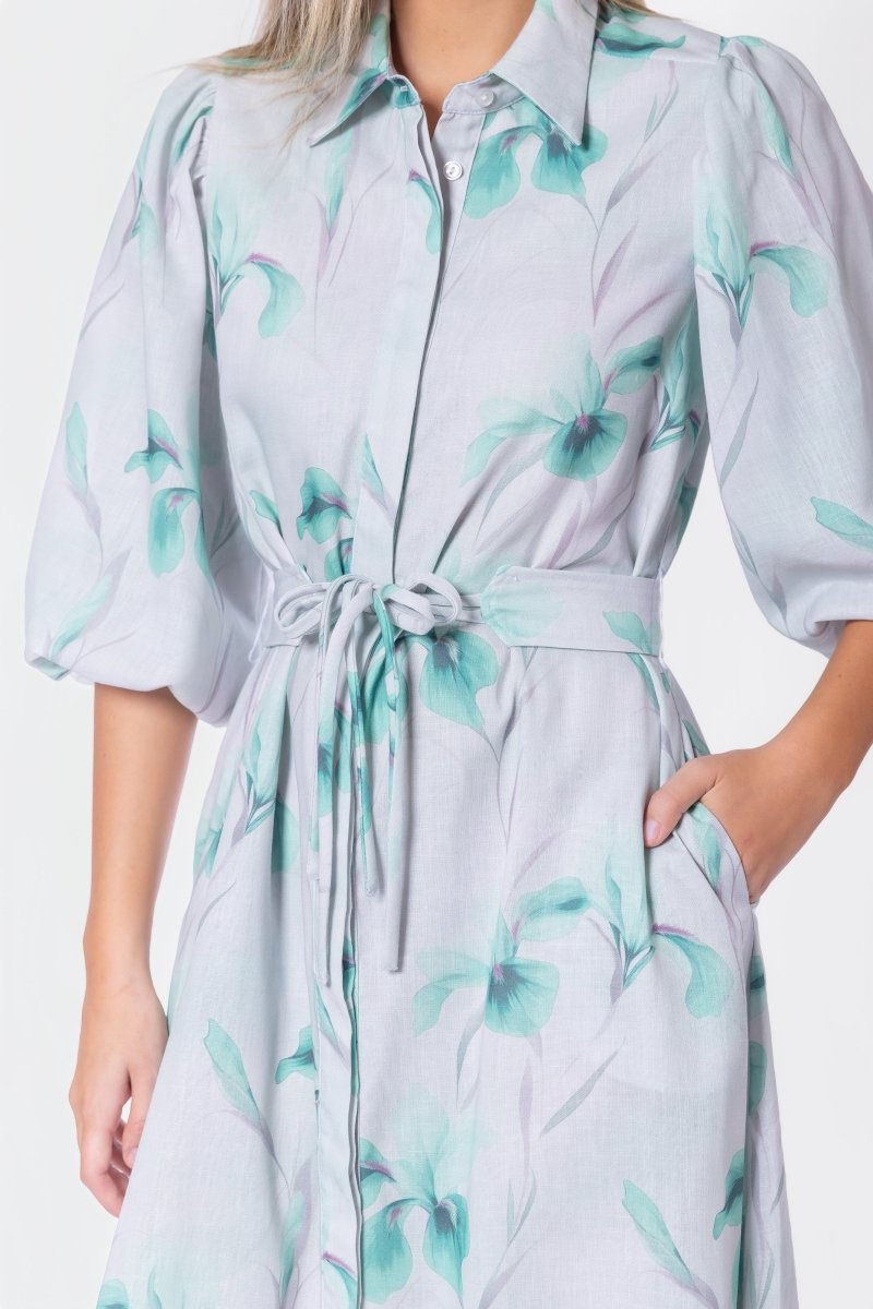 Alice Dress Short Sleeve (Green Flower)