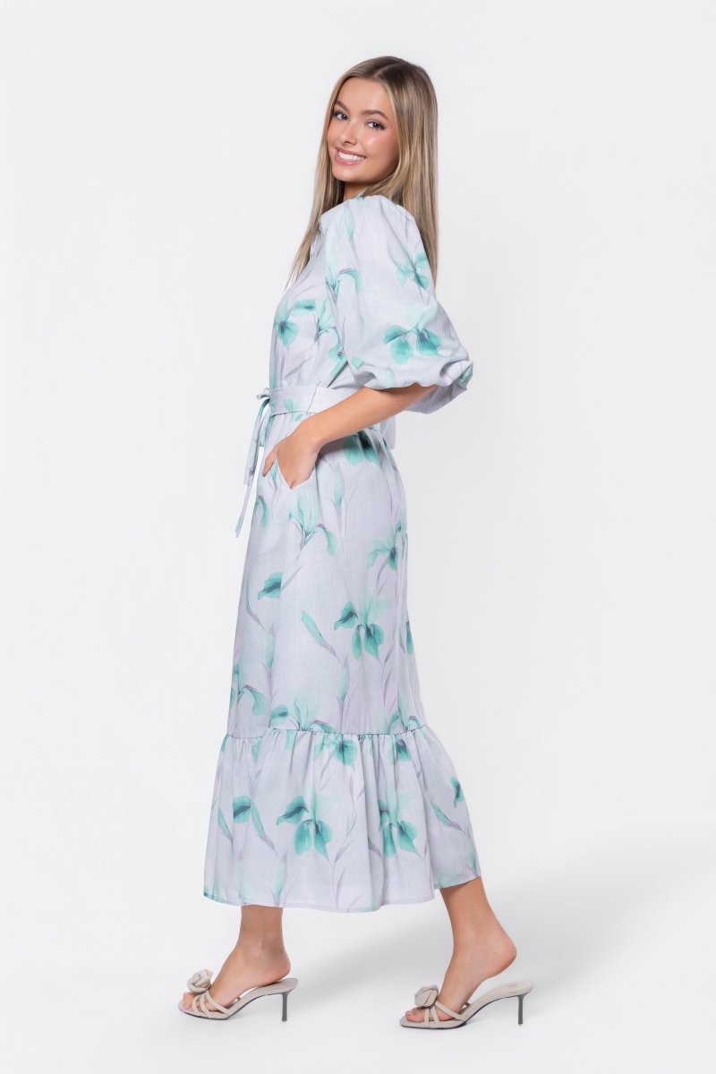 Alice Dress Short Sleeve (Green Flower)