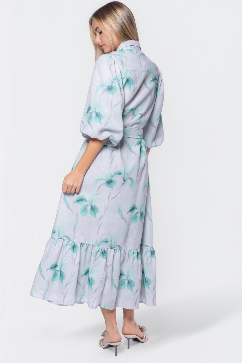 Alice Dress Short Sleeve (Green Flower)