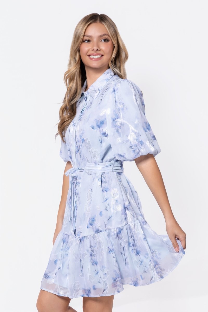 Allie Dress Short Sleeve 37" (Blue Flower)