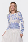 Gabrielle Cardigan (Blue Pattern)