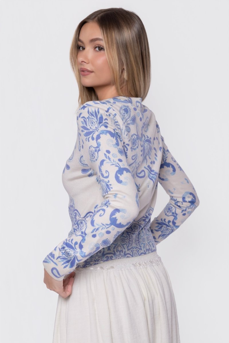 Gabrielle Cardigan (Blue Pattern)