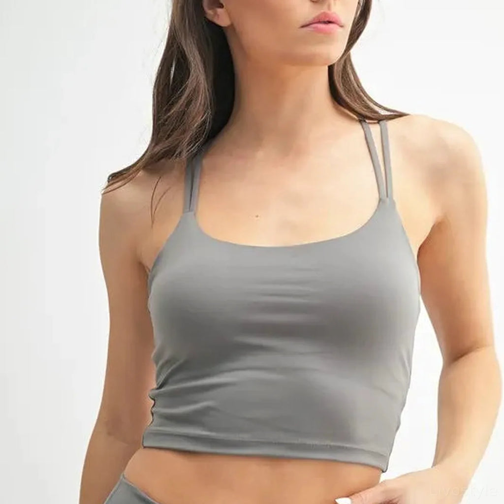 Venice Cloud Light Crisscross Sports Bra in NEW PEWTER