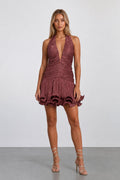The Lumiere Metallic Pleated Mini Dress