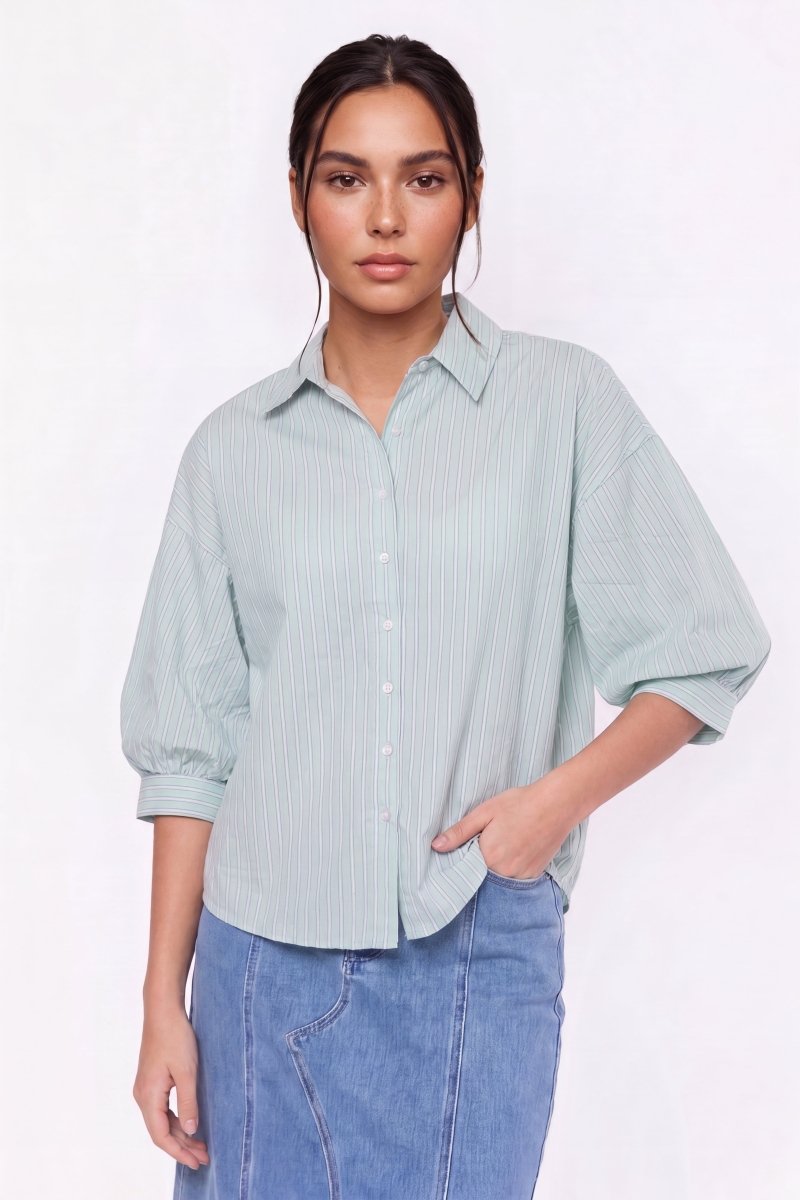 Viviana Top (Mint Stripe)